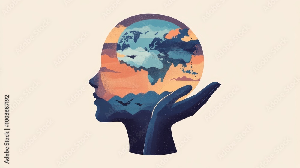Raise awareness on World Mental Health Day with a powerful visual highlighting the importance of mental well-being and global support for mental health initiatives Raise awareness on World Mental Health Day with a powerful visual highlighting the importance of mental well-being and global support for mental health initiatives
