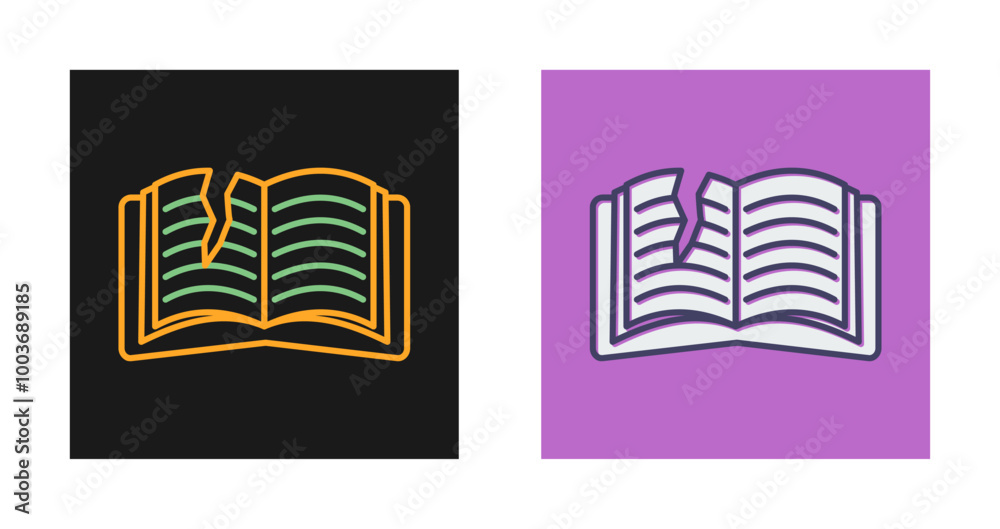 Teared Book Vector Icon Teared Book Vector Icon