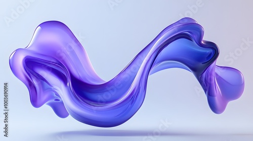 Blue and purple gradient color floating liquid blob. 3d rendering picture.