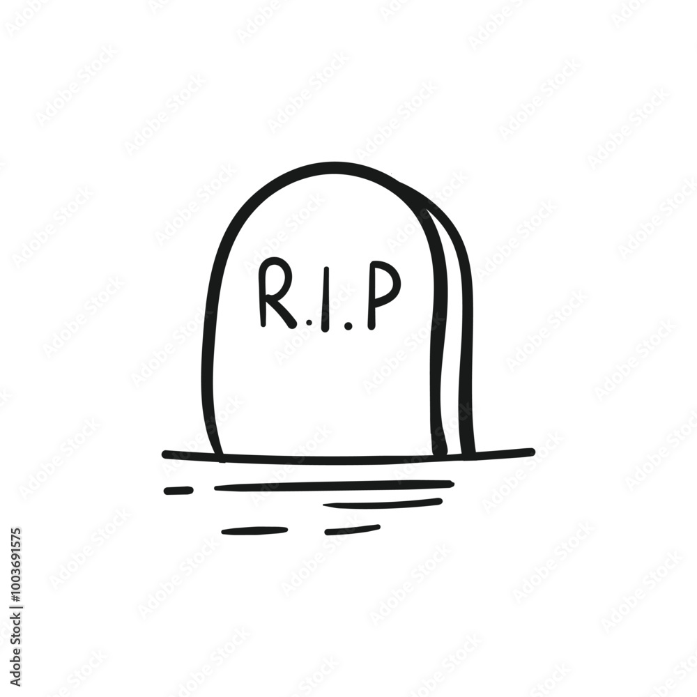 Halloween tombstone doodle isolated background. Vector illustration Halloween tombstone doodle isolated background. Vector illustration