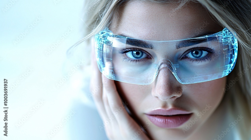 A businesswoman executive in deep thought, surrounded by floating digital interfaces showing real-time analytics and futuristic data projections, A businesswoman executive in deep thought, surrounded by floating digital interfaces showing real-time analytics and futuristic data projections,