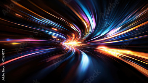 Abstract light trails in vibrant colors photo