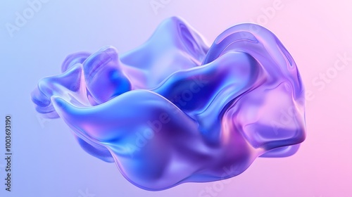 Blue and purple gradient color floating liquid blob. 3d rendering picture.