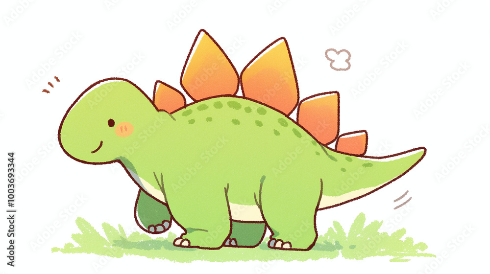 Cute Green Dinosaur Illustration - Cartoon Character Design Cute Green Dinosaur Illustration - Cartoon Character Design