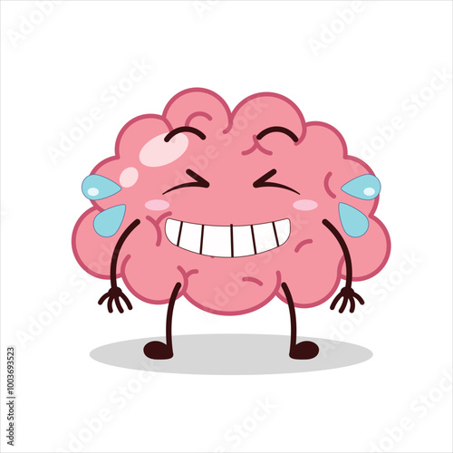 Cute pleased expression of brain cartoon character