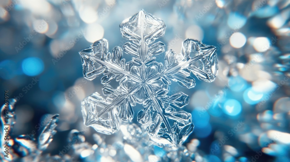 A stunning close-up of a snowflake showcasing intricate details and unique patterns, surrounded by shimmering ice. A stunning close-up of a snowflake showcasing intricate details and unique patterns, surrounded by shimmering ice.