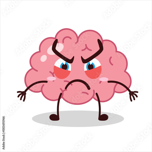 Cute provoked expression of brain cartoon character