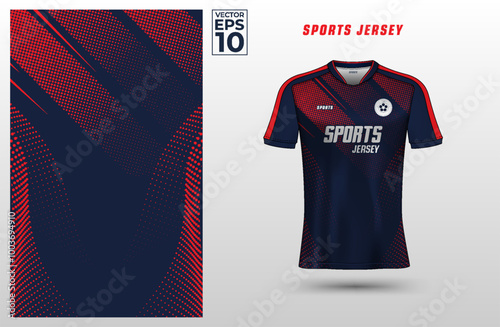 T-shirt sport design template with halftone pattern for soccer jersey. Sport uniform in front view. Tshirt mock up for sport club. Vector Illustration