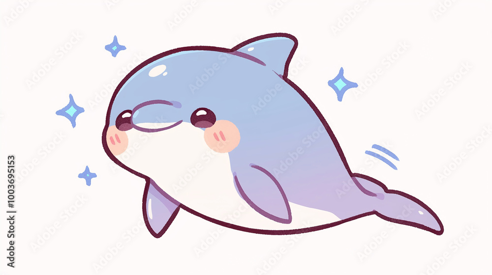 Cute Cartoon Dolphin Illustration - Adorable Sea Animal Drawing Cute Cartoon Dolphin Illustration - Adorable Sea Animal Drawing