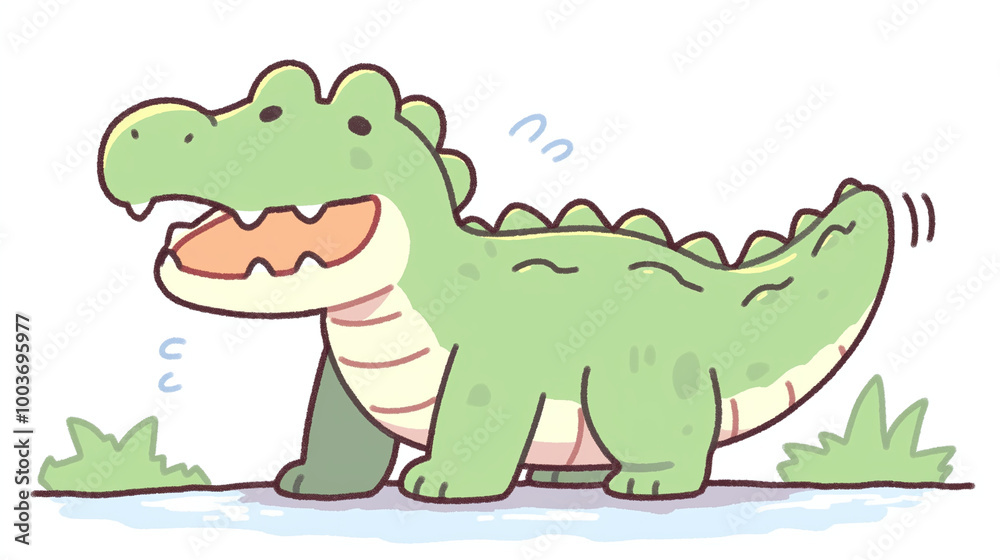 Naklejka premium Cute Cartoon Crocodile Illustration