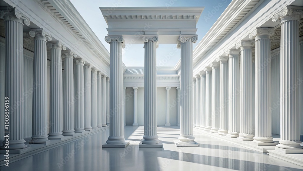 Obraz premium White architectural building with columns and leading lines
