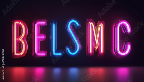 glowing sign on a red background