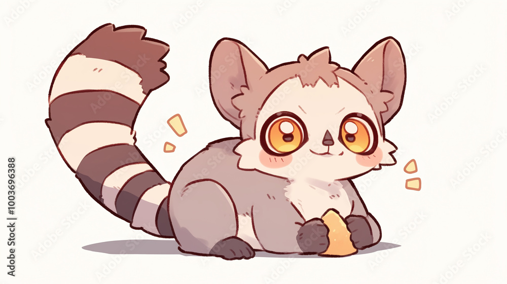 Fototapeta premium Cute Lemur Cartoon Illustration - Adorable Animal Drawing