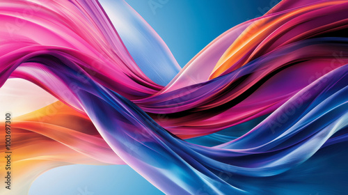 Colorful abstract wave design, vibrant flow photo