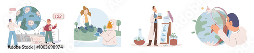 Scientific research. Vector illustration. Testing new technologies and methodologies is essential for scientific development Education equips individuals with necessary skills and knowledge to conduct