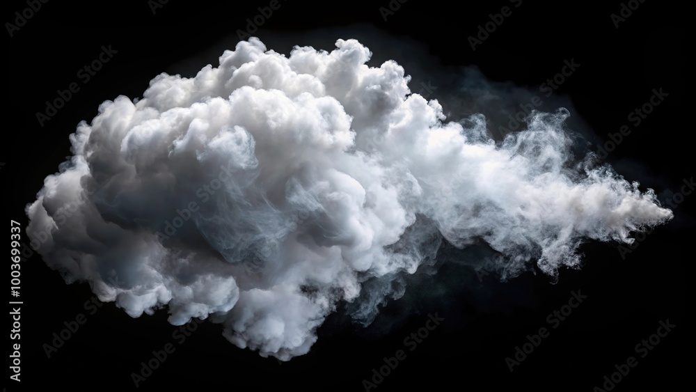 White cloud burst texture isolated on black background steam explosion special effect realistic thick smoke puff tilted angle White cloud burst texture isolated on black background steam explosion special effect realistic thick smoke puff tilted angle