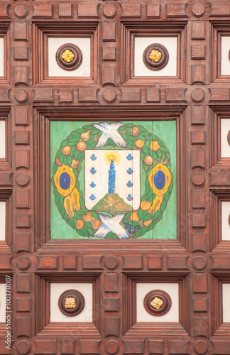 Plaza de Espana wooden coffered ceiling, Seville, Spain photo