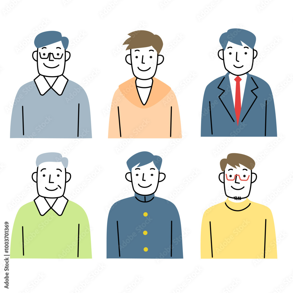 いろいろな年代の男性の上半身セット いろいろな年代の男性の上半身セット