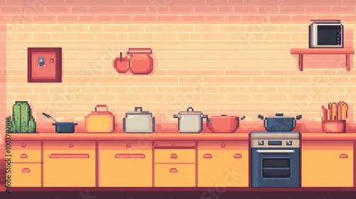 Colorful Pixel Art Kitchen Interior Design