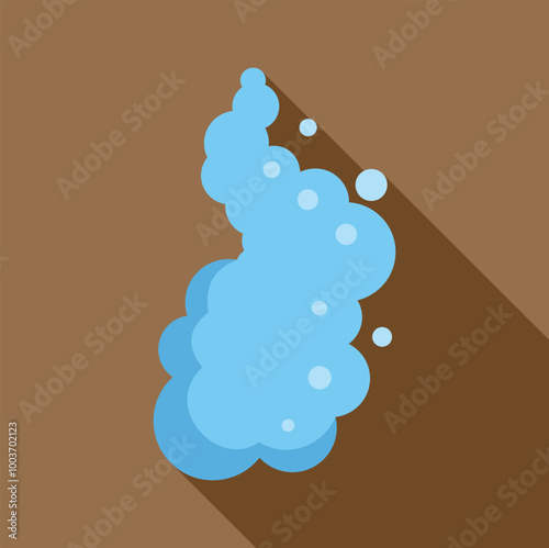 Cartoon icon of blue water splashing and forming bubbles on brown background