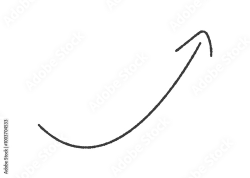 ぐーんと上昇している手書きの黒い矢印 - シンプルでおしゃれな細い線の記号や装飾の素材