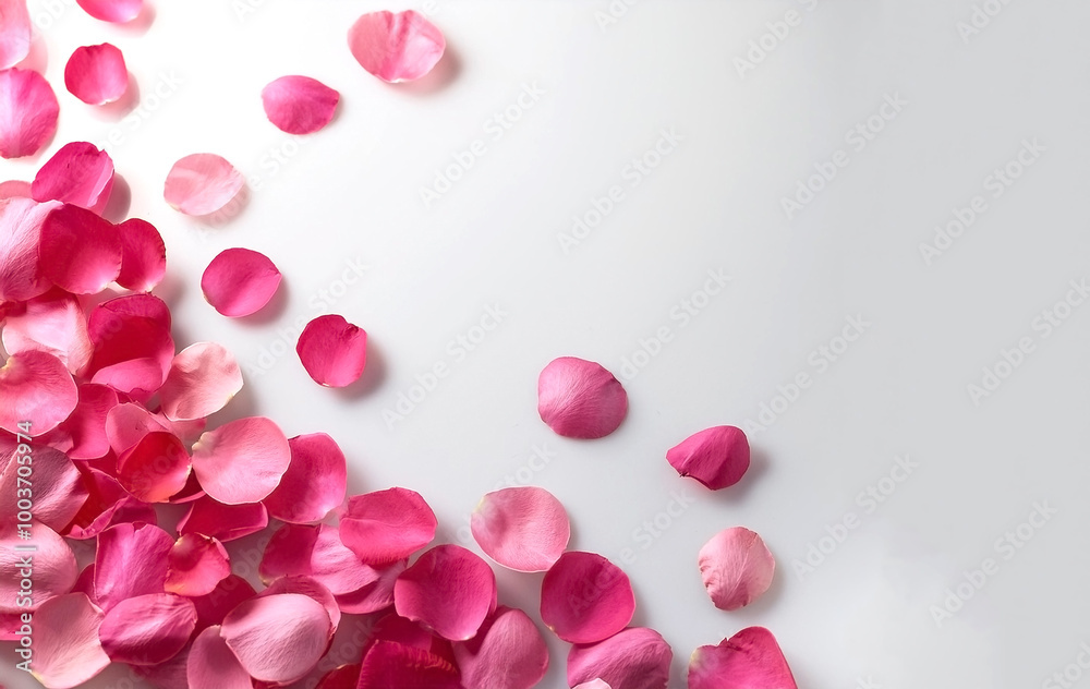 Pink rose petals fall to the bottom of the layout Pink rose petals fall to the bottom of the layout