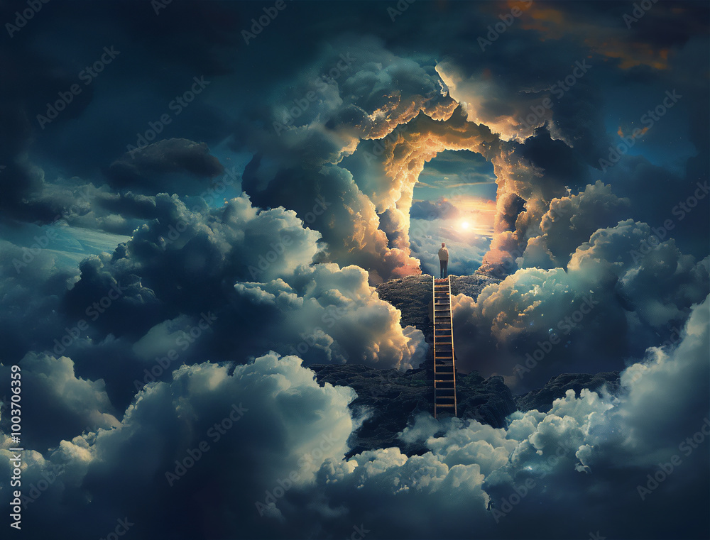 The door inside the brain with ladder of success and solution The door inside the brain with ladder of success and solution