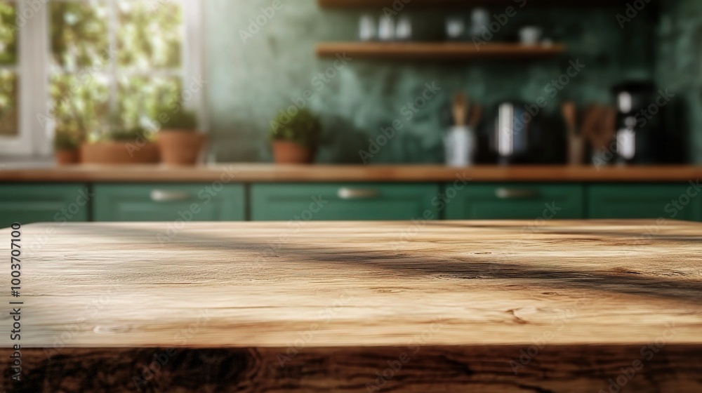 Rustic Wooden Table in Cozy Kitchen Setting Rustic Wooden Table in Cozy Kitchen Setting