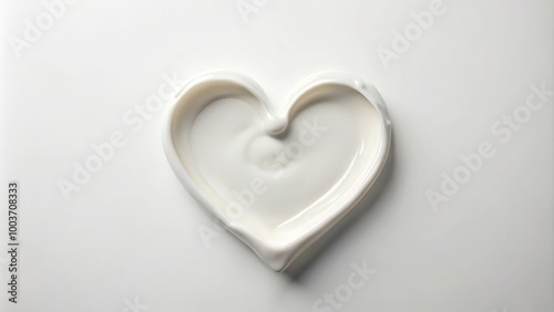 white heart shaped creamy substance on white background