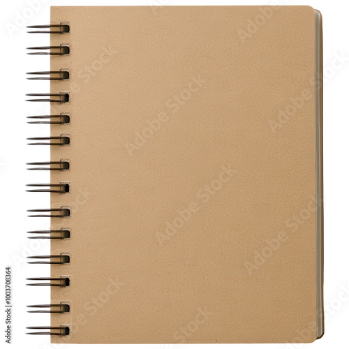 Recycled cardboard notebook with a brown kraft cover and spiral binding eco-friendly design on a transparent background clipart