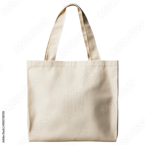 Plain cotton tote bag with natural texture on a transparent background clipart