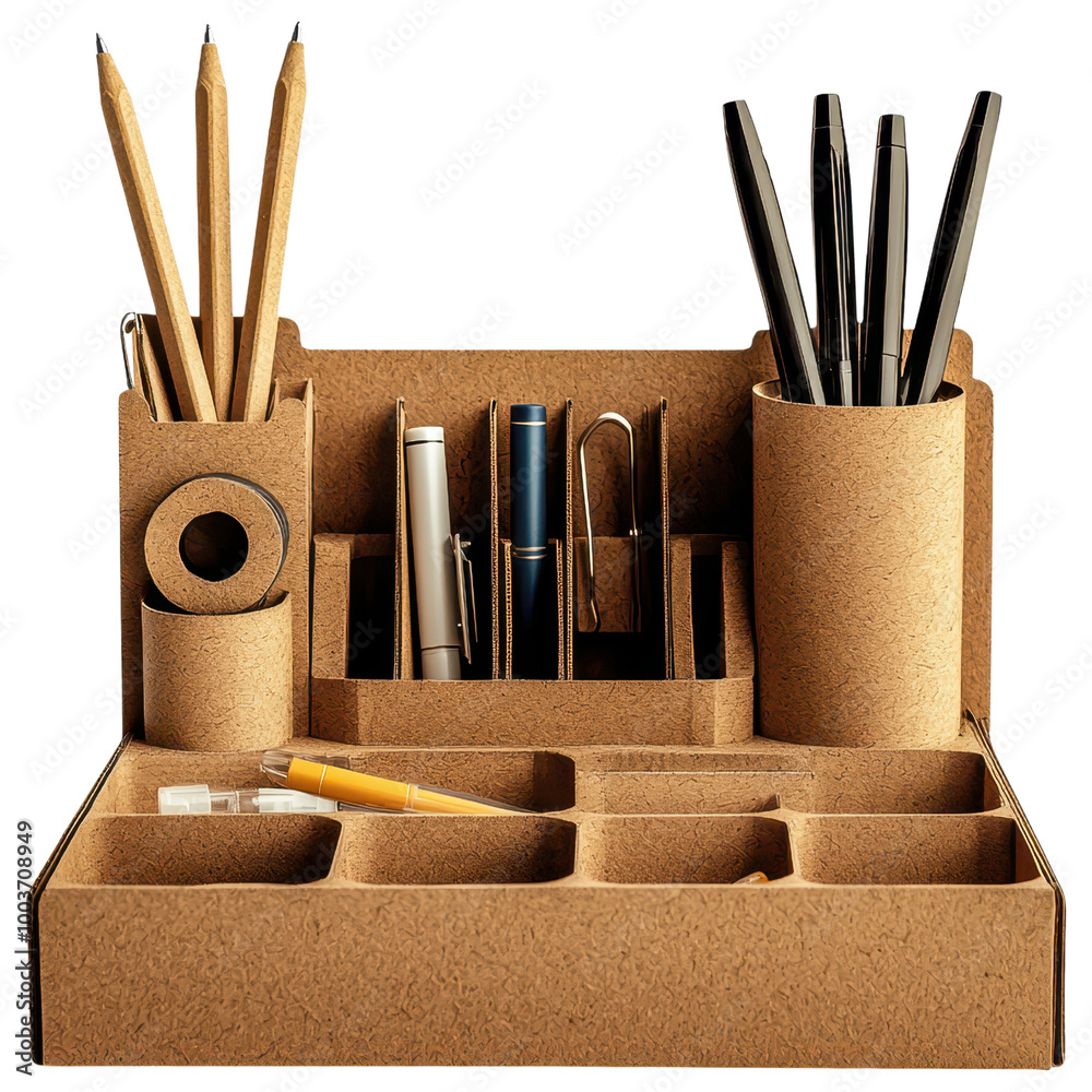 Eco-friendly desk organizer made from recycled cardboard with various ... - Recycled Glass Desk Organizers