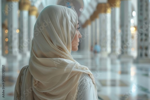 Reflective Moment of a Woman in Ihram