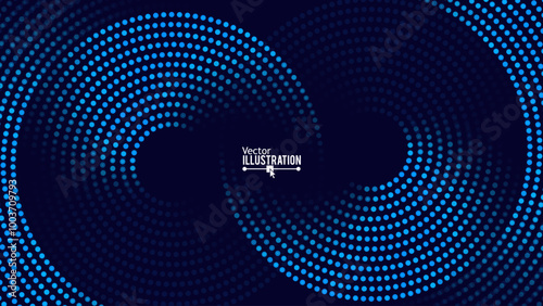 Dynamic Round Shape. Abstract Modern Graphic Design Element. Geometric Symbol. Colorful Gradient Blend Design. Creative Vector Template. Impossible Circle Sign. Blue Twisted Dots.