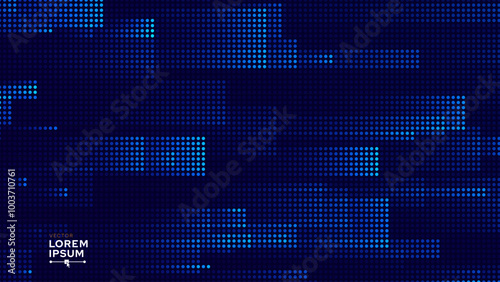 Abstract Digital Mosaic Grid Dots Halftone Tech Background Pattern. Colorful Pixels Moving Fast on Grid. Hi-Tech Minimal Technology Design Texture. Digital Data Flow Transfer. Vector Illustration.