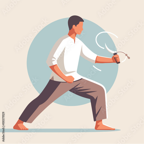 vector style illustration flat karate man