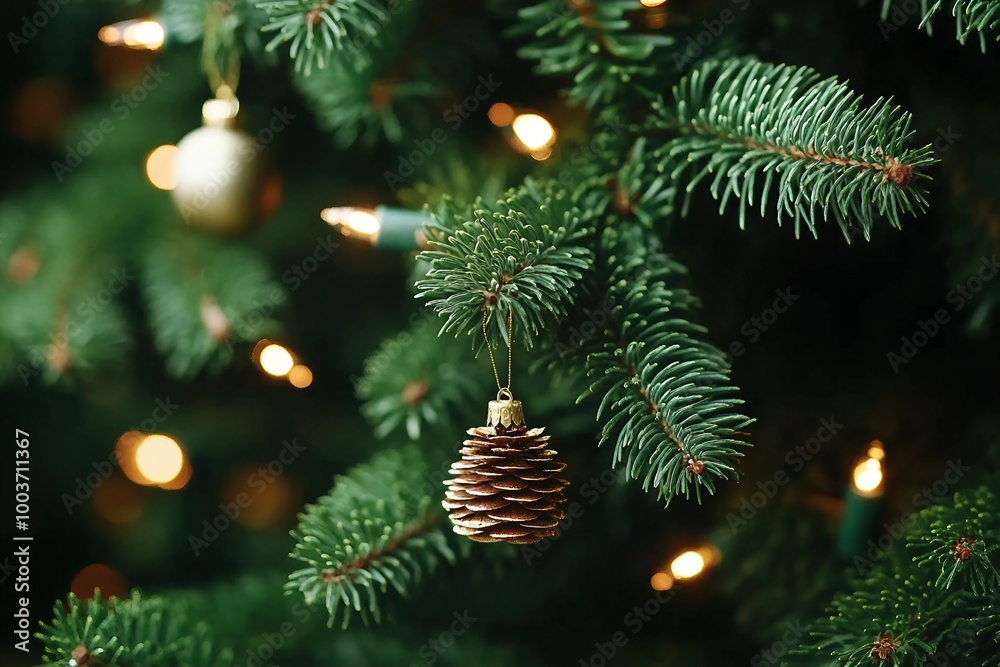 Close up view of a Christmas tree background Close up view of a Christmas tree background