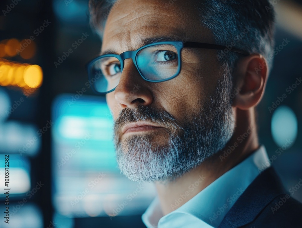 Tech Executive with a Beard - High-tech Conference Room Background Tech Executive with a Beard - High-tech Conference Room Background