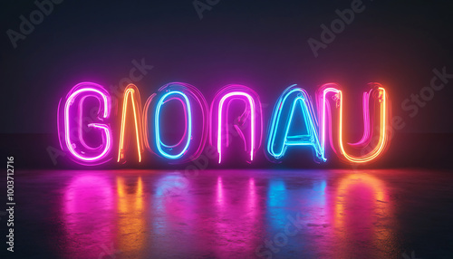 3d render of a glowing neon sign with stars