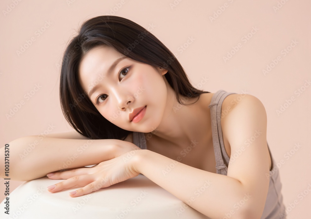 Woman Glowing Skin Close-Up with Pastel Tones Woman Glowing Skin Close-Up with Pastel Tones
