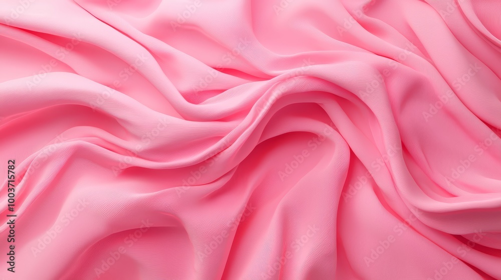 A tight shot of a pink fabric featuring a wavy pattern at its upper edge and lower hem A tight shot of a pink fabric featuring a wavy pattern at its upper edge and lower hem