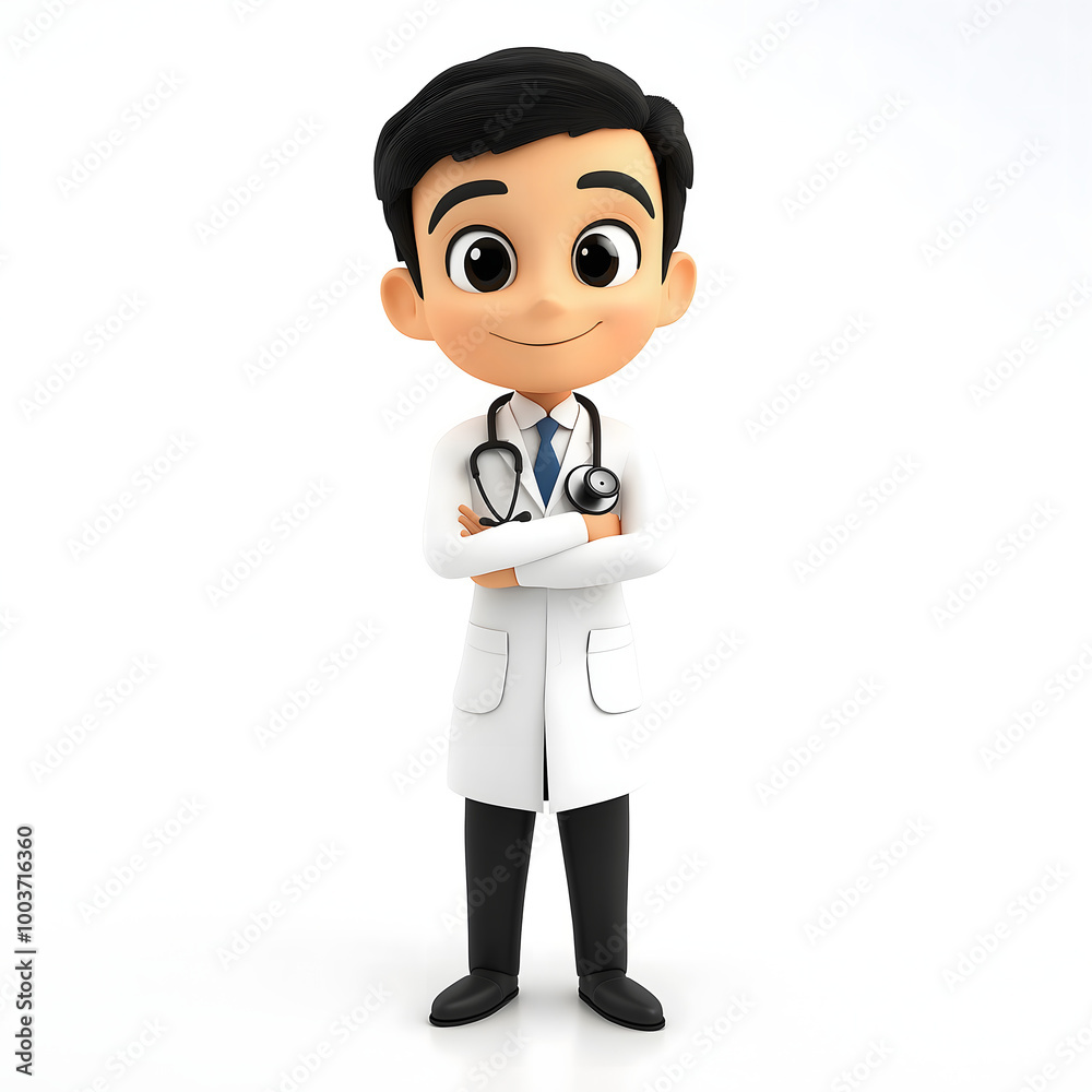 Cartoon doctor character with stethoscope. Cartoon doctor character with stethoscope.