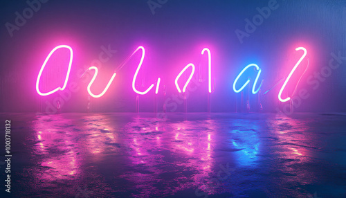 3d render of a glowing neon sign with stars