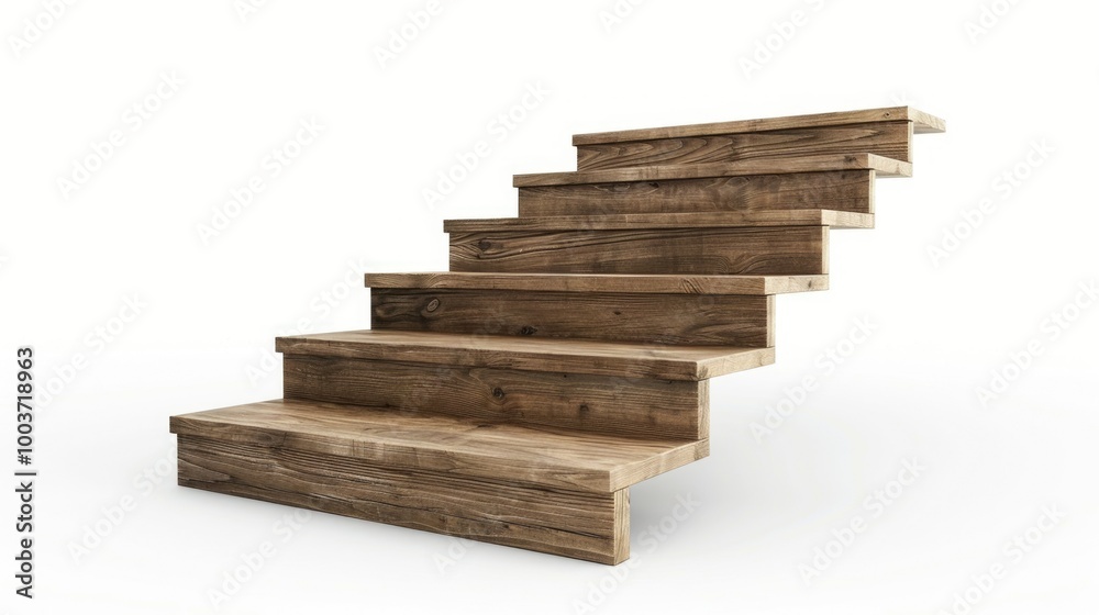 A wooden staircase with a white background A wooden staircase with a white background