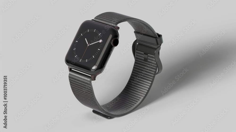 smart watch mockup with black strap, png file of isolated cutout object with shadow on transparent background. Black and digital screen smart watch mockup with black strap, png file of isolated cutout object with shadow on transparent background. Black and digital screen