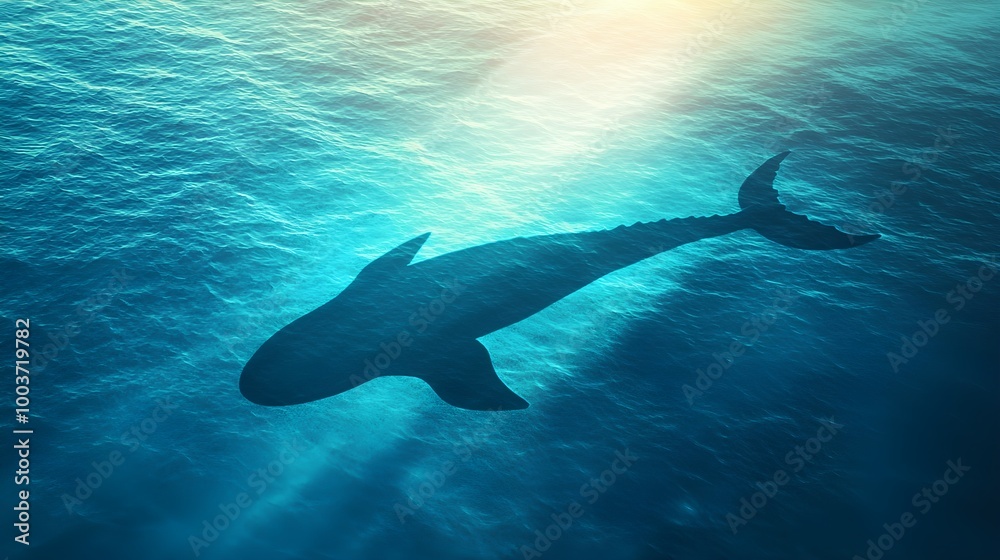 Fototapeta premium Whale Silhouette Underwater