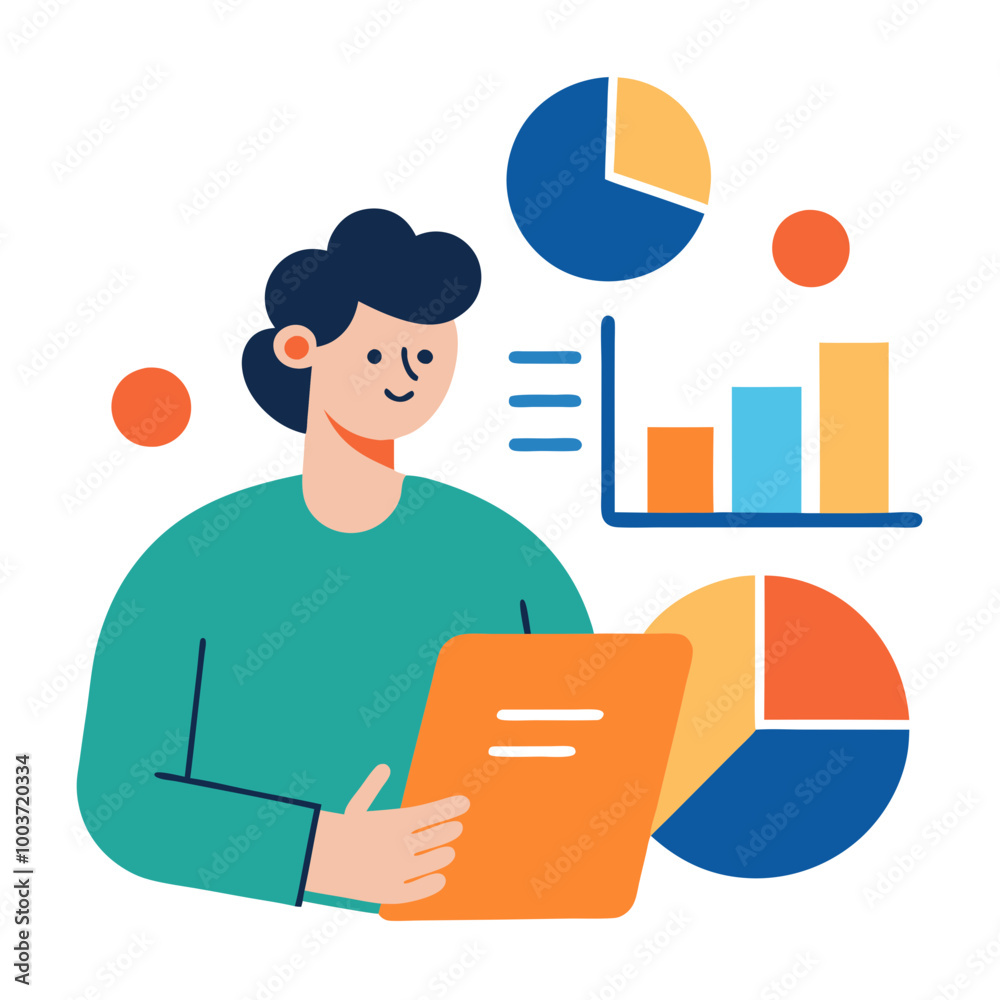 Vector Illustration of a Scholar Analyzing Data Trends with Charts and Graphs in a Notebook
Vector Illustration of a Scholar Analyzing Data Trends with Charts and Graphs in a Notebook