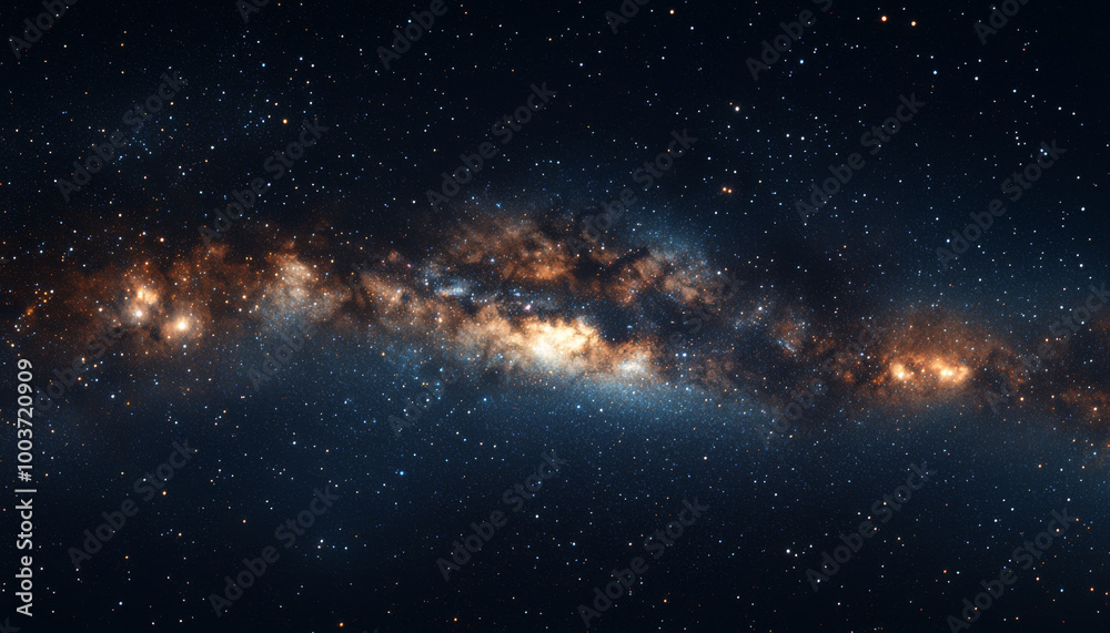 Fototapeta premium A stunning view of a spiral galaxy filled with stars and cosmic dust, showcasing the beauty of the universe.