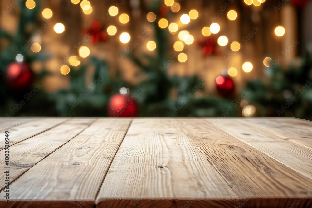 white The empty wooden table top with blur background of Christmas white The empty wooden table top with blur background of Christmas