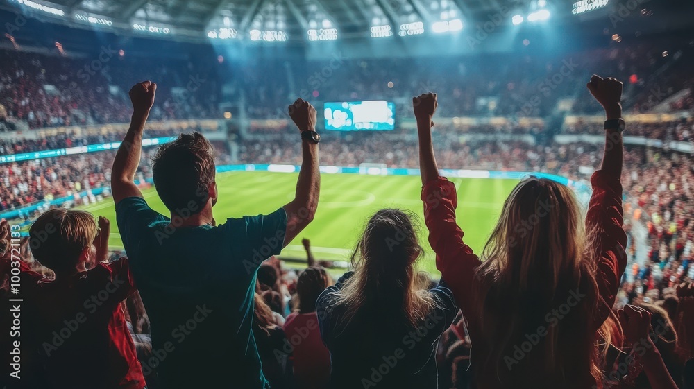 Excited crowd celebrating at a live sports event, dynamic atmosphere. Excited crowd celebrating at a live sports event, dynamic atmosphere.